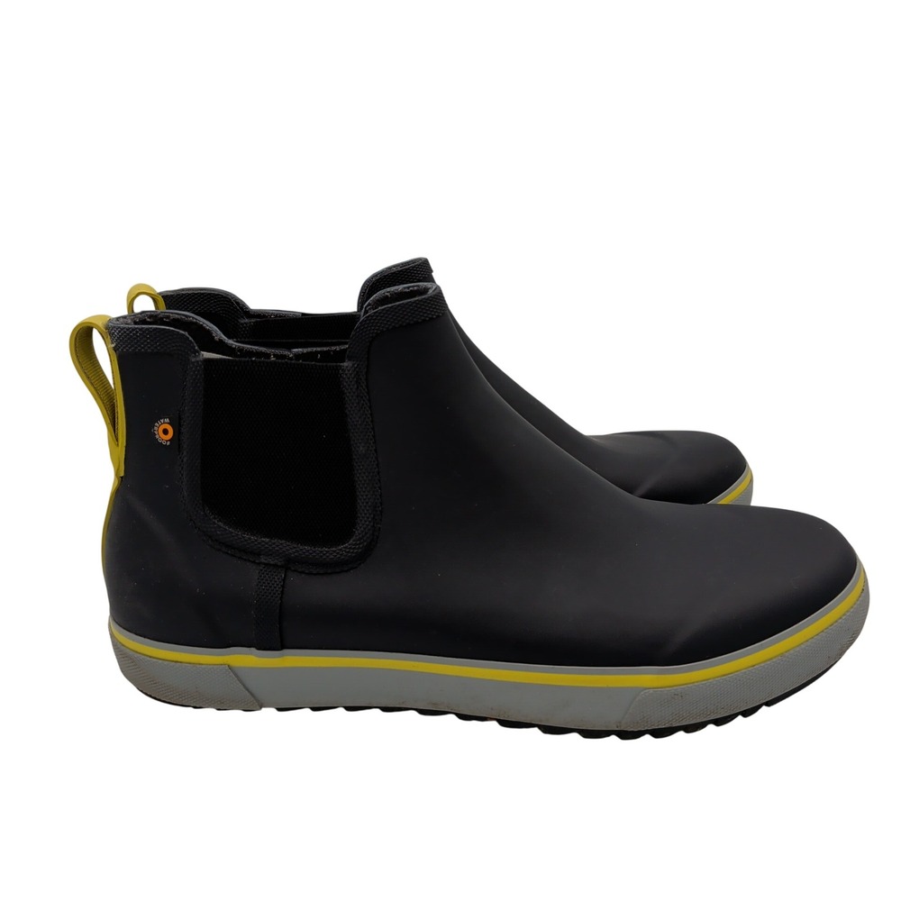 Bogs Mens Kicker Rain Chelsea II Black Yellow Waterproof Boots 73041-492 Size 11